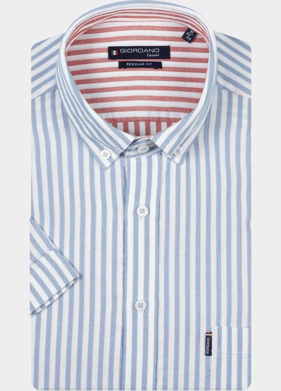 Giordano overhemd korte mouw heren Blauw Alfa Short Sleeve Button Down 616130/61