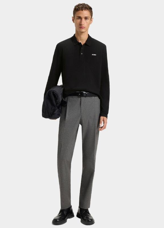 HUGO Red Polo lange mouw Zwart Donoslong 10266059 01 50547358/001