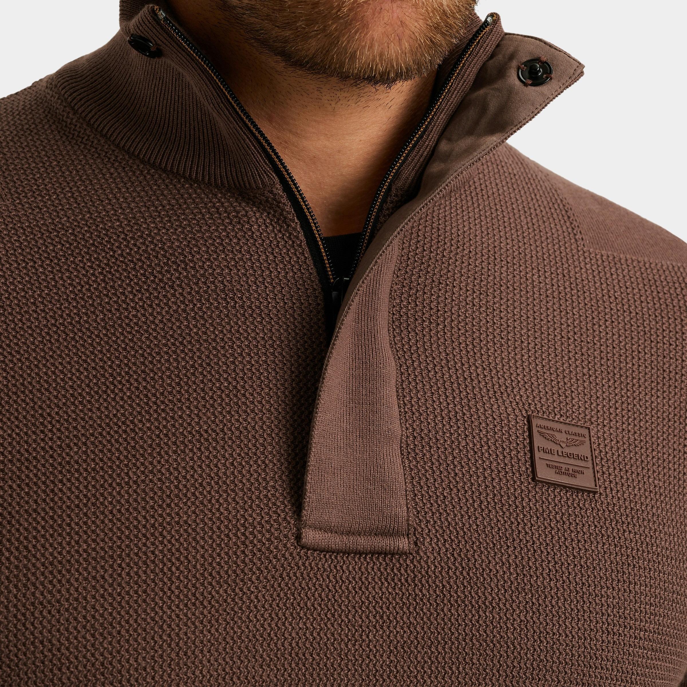 PME Legend Half Zip Bruin Half zip collar cotton knit PKW2509322/8203