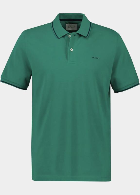 Gant Polo heren Groen Tipped Piqué Polo Shirt 2062034/322