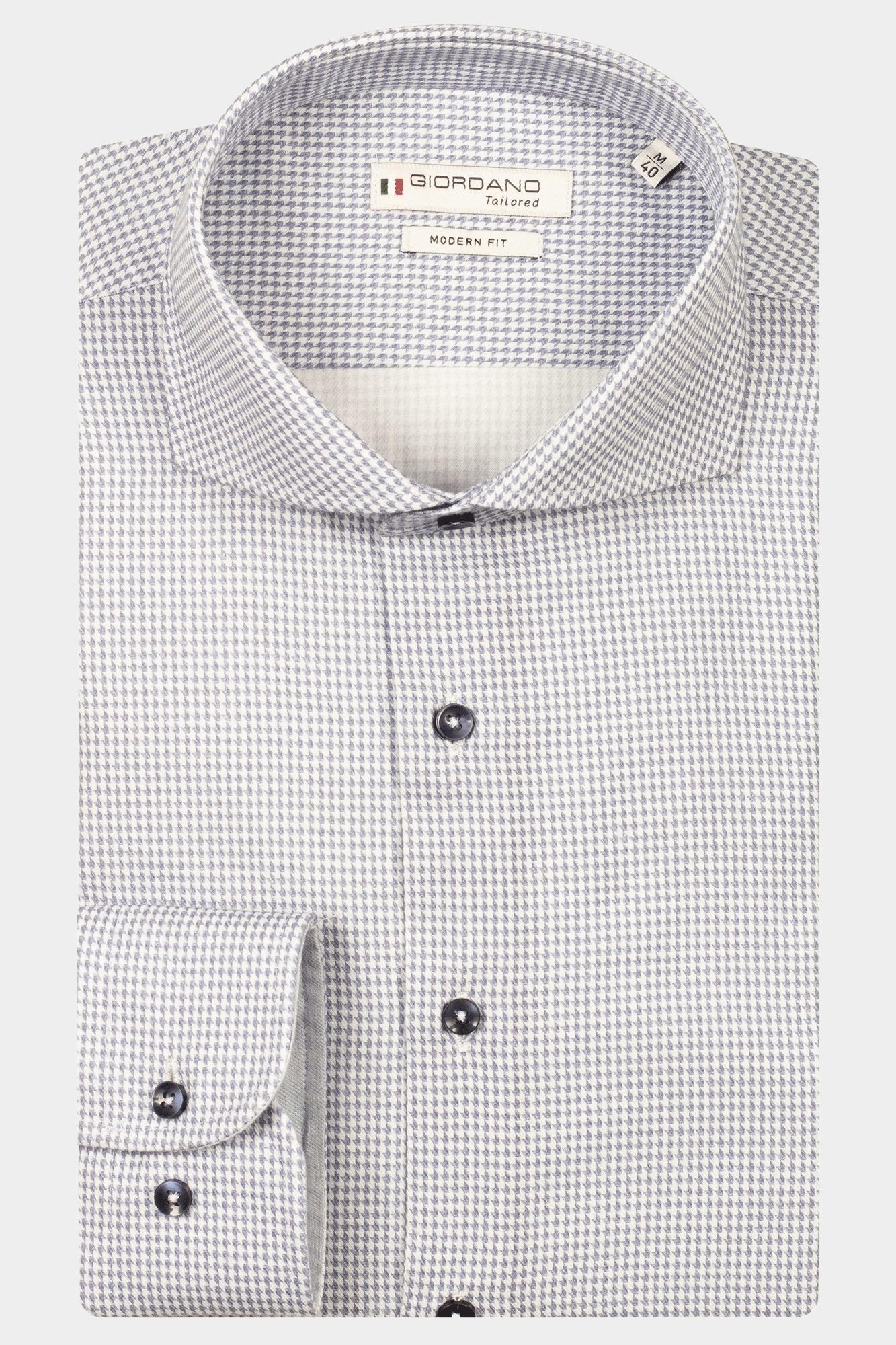 Giordano Casual hemd lange mouw Blauw Locarno long sleeve semi cuta 527832/60