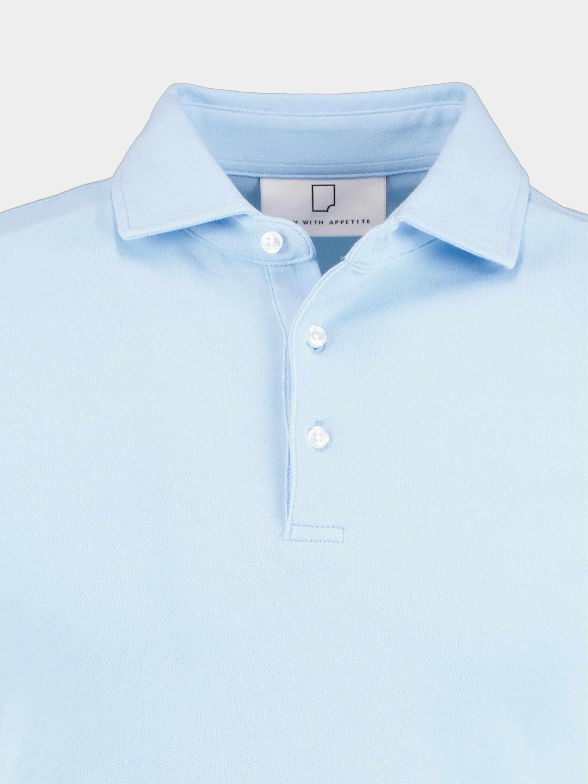 Born With Appetite Polo korte mouw Blauw Arto Polo Fine Pique Plain 23108AR22/210 light blue