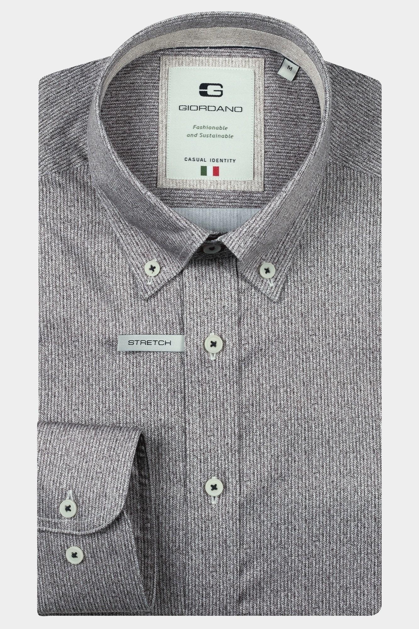 Giordano Casual hemd lange mouw Bruin Loretto long sleeve button do 527826/80