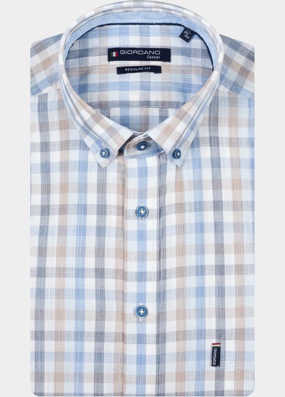 Giordano overhemd korte mouw heren Blauw League Short Sleeve Button Do 616340/61