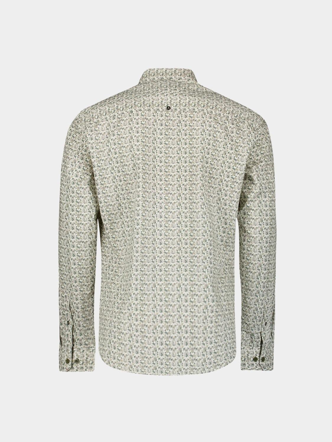 No Excess Casual hemd lange mouw Groen Shirt Stretch Allover Printed 29450708/052
