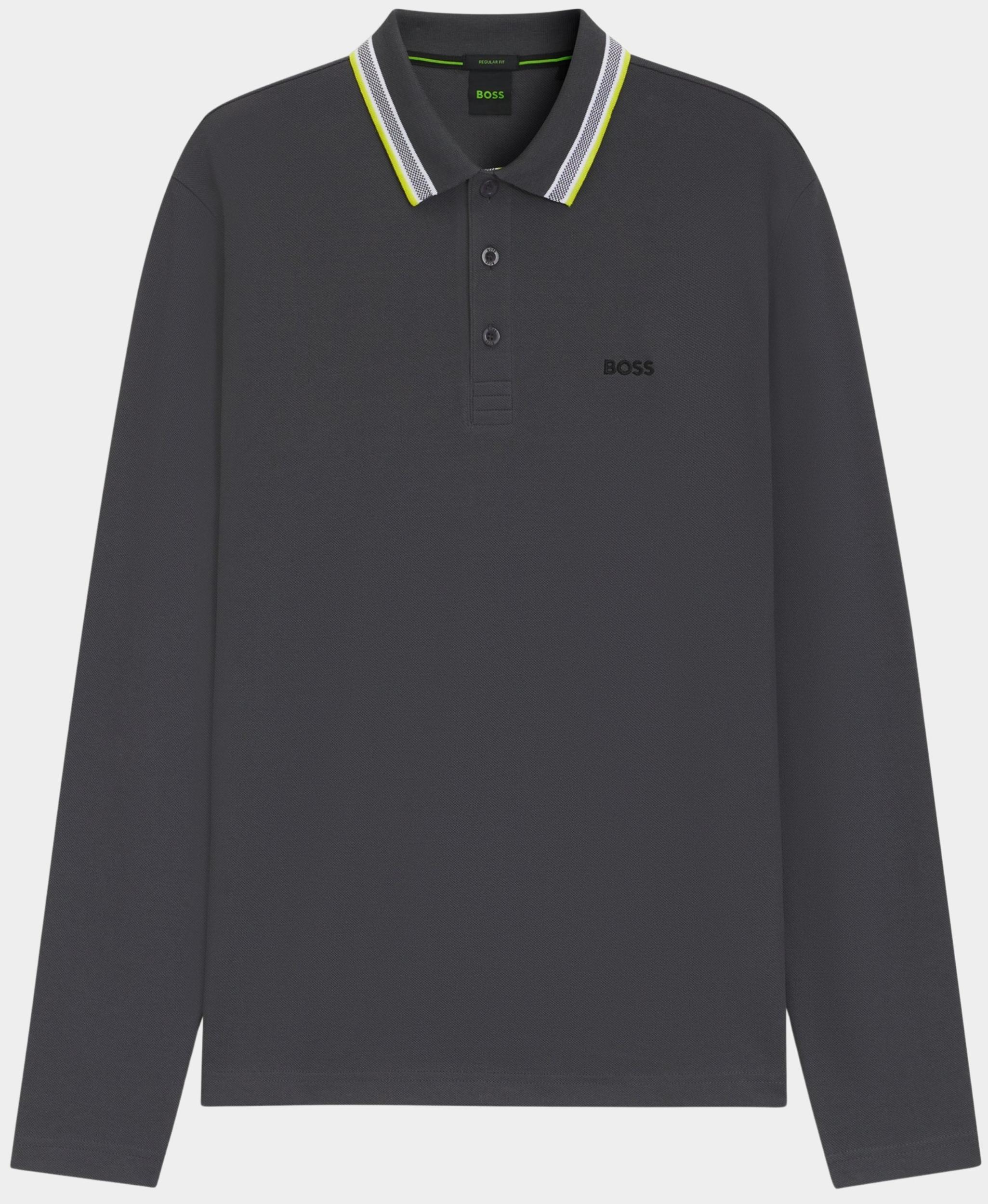 BOSS Green Polo lange mouw Grijs Plisy 10266738 01 50536609/029