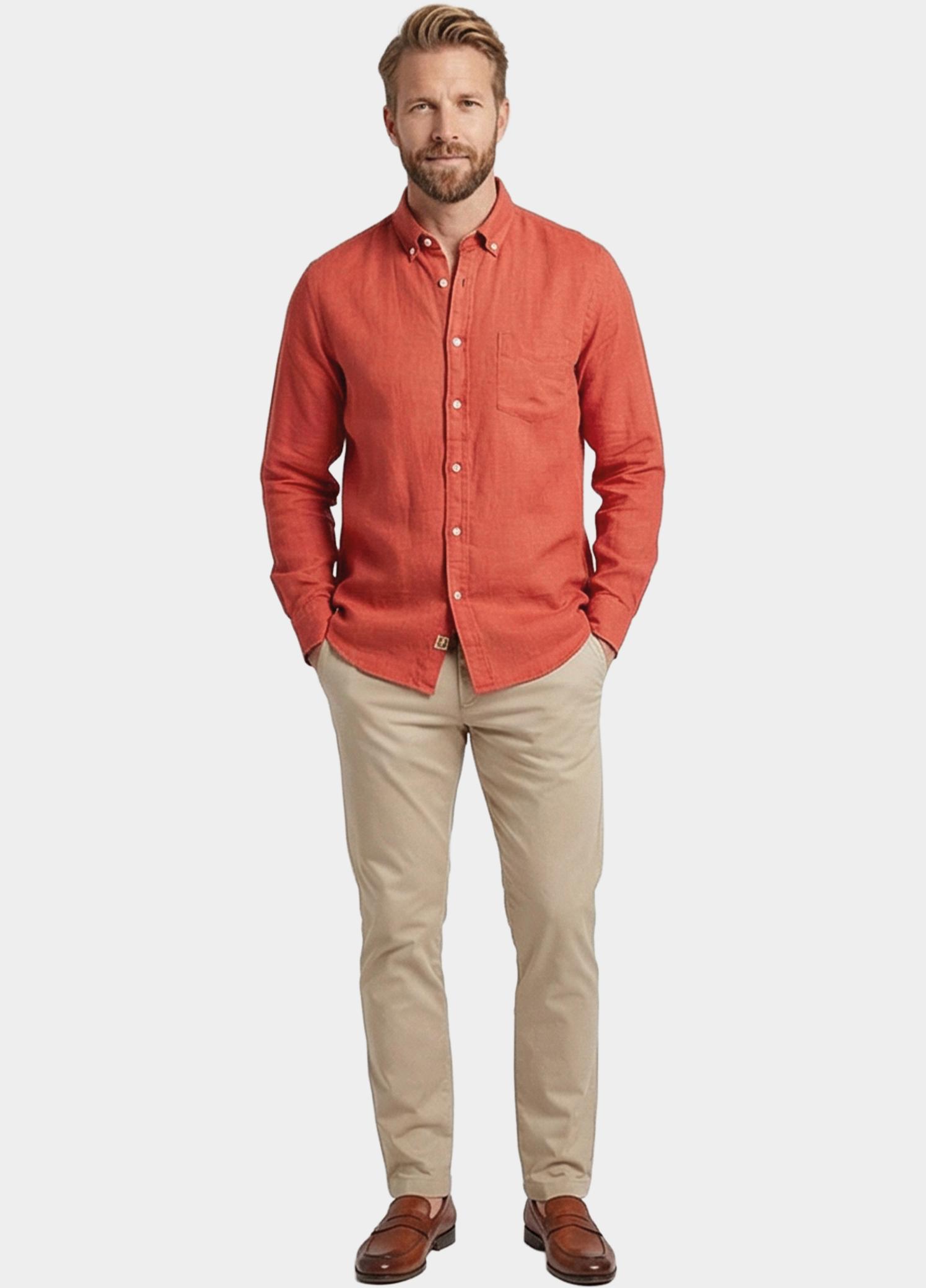 Giordano Overhemd heren Roze Ivy Long Sleeve Button Down S 617009/31