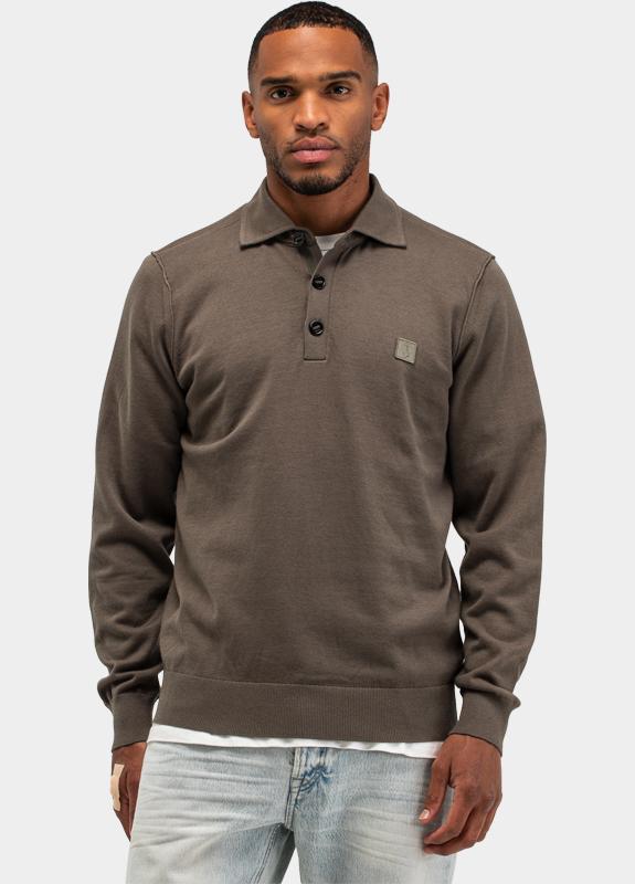 Butcher of Blue Polo lange mouw Grijs Clifden Co M2616021/708