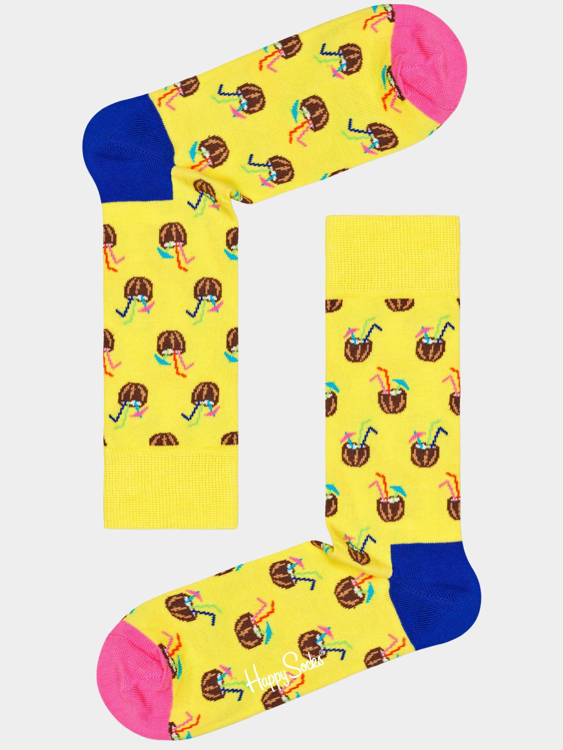 Krijt Aannemelijk Turbine Happy Socks Sokken Geel Cocunut Cocktail CNC01/2200 | Bos Men Shop