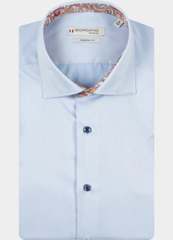 Giordano overhemd korte mouw heren Blauw Ticino Short Sleeve Semi Cuta 616815/62
