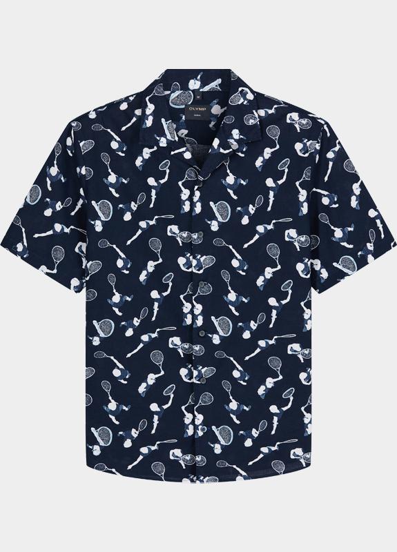 Olymp overhemd korte mouw heren Blauw Casual 407612/18