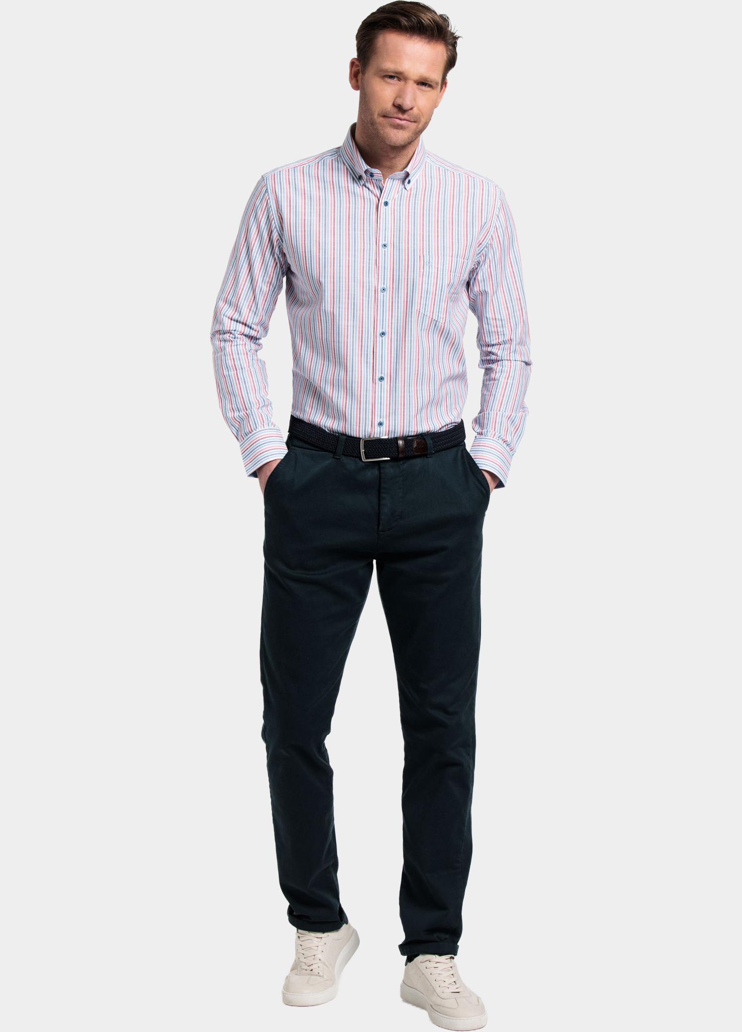 Giordano Overhemd heren Rood Ivy, LS Button Down Multicolo 417105/30