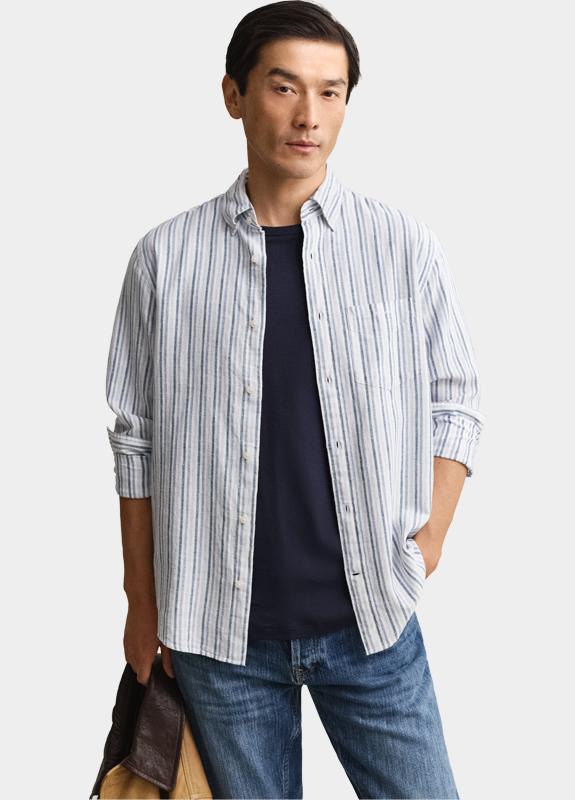 Gant Overhemd heren Blauw Gestreept overoverhemd van li 3260081/442