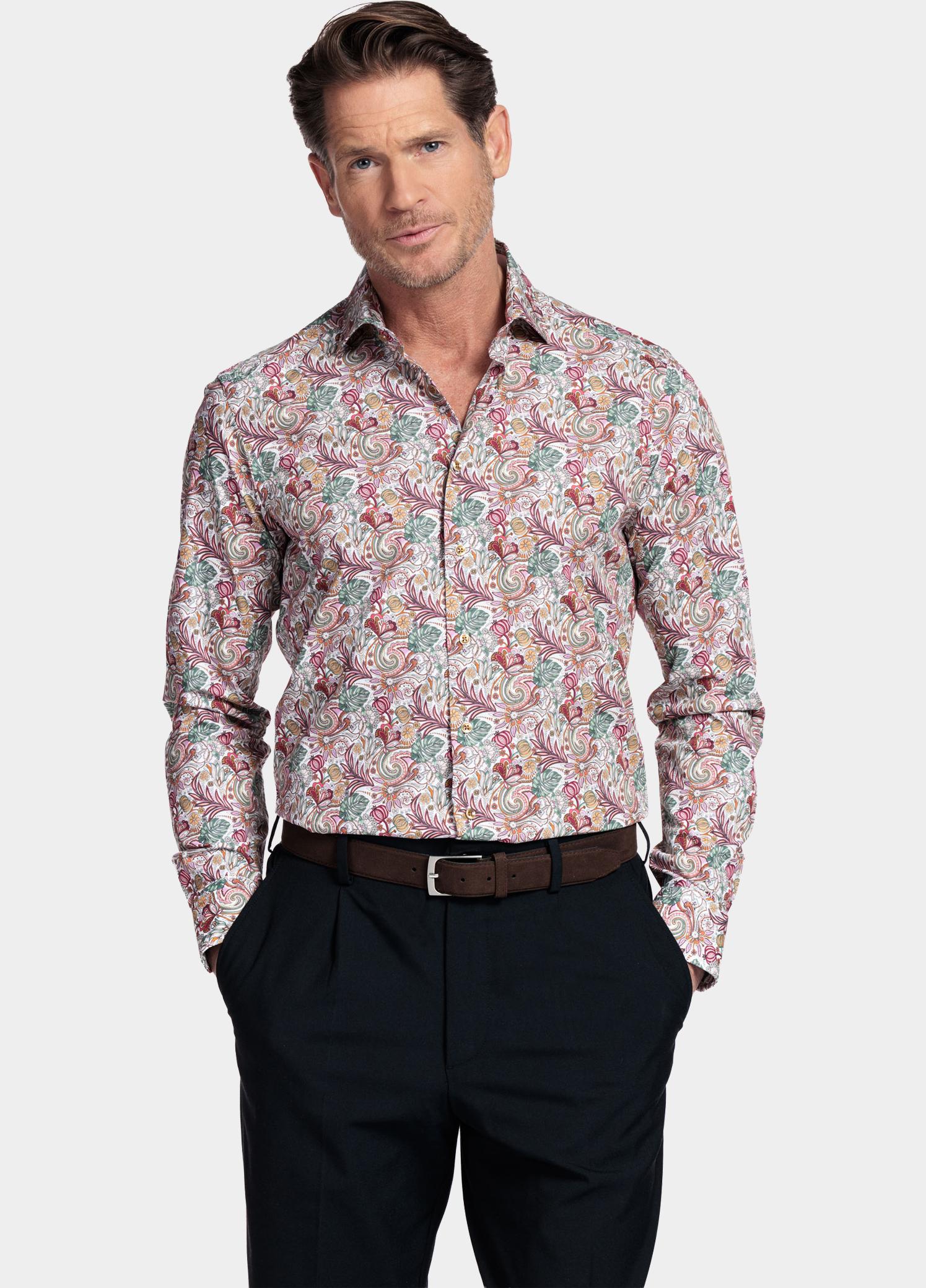 Giordano Overhemd heren Roze Locarno Long Sleeve Semi Cuta 617870/50