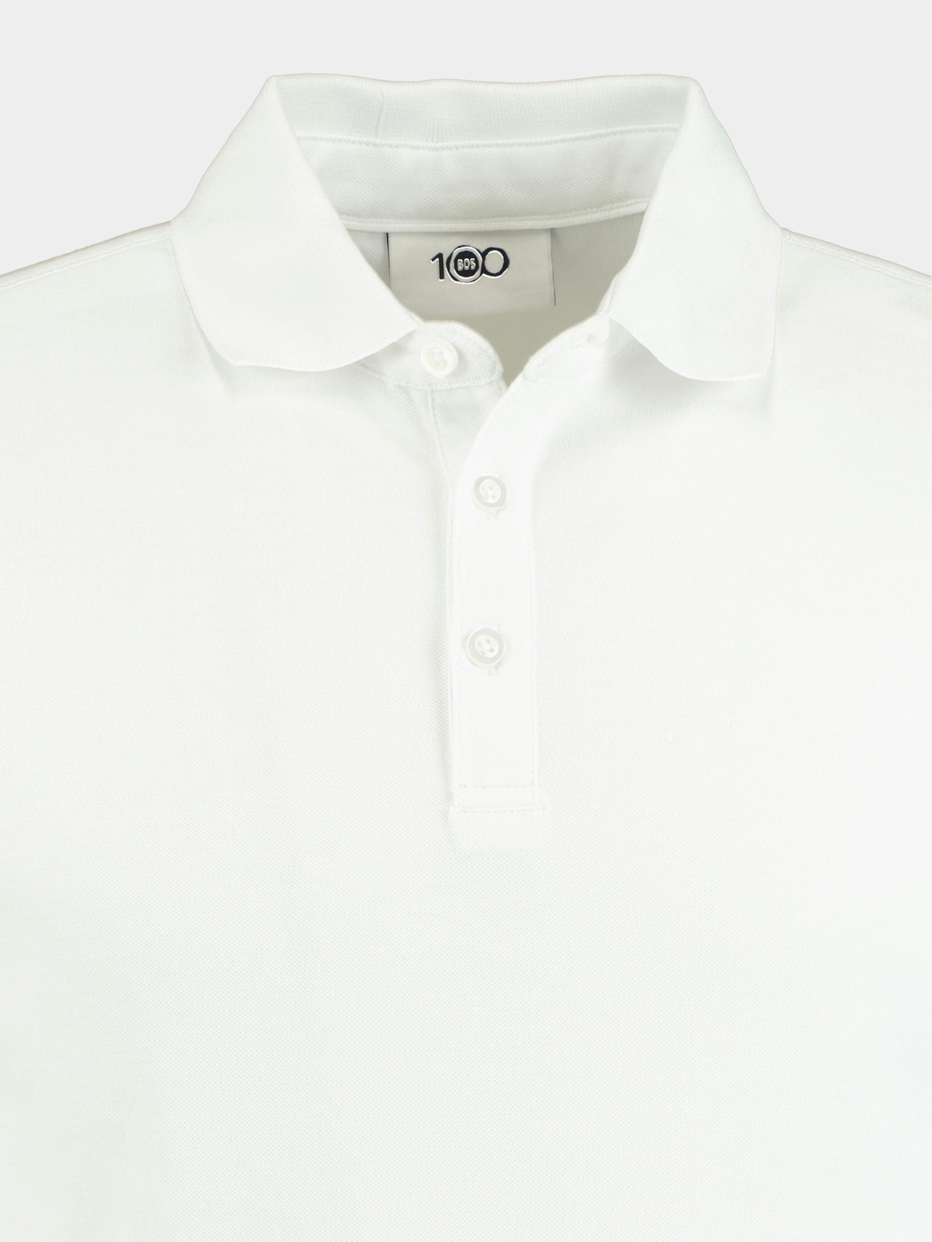 Bos Polo korte mouw Wit Oscar Polo Fine Pique Plain 22108OS03BO/100 White