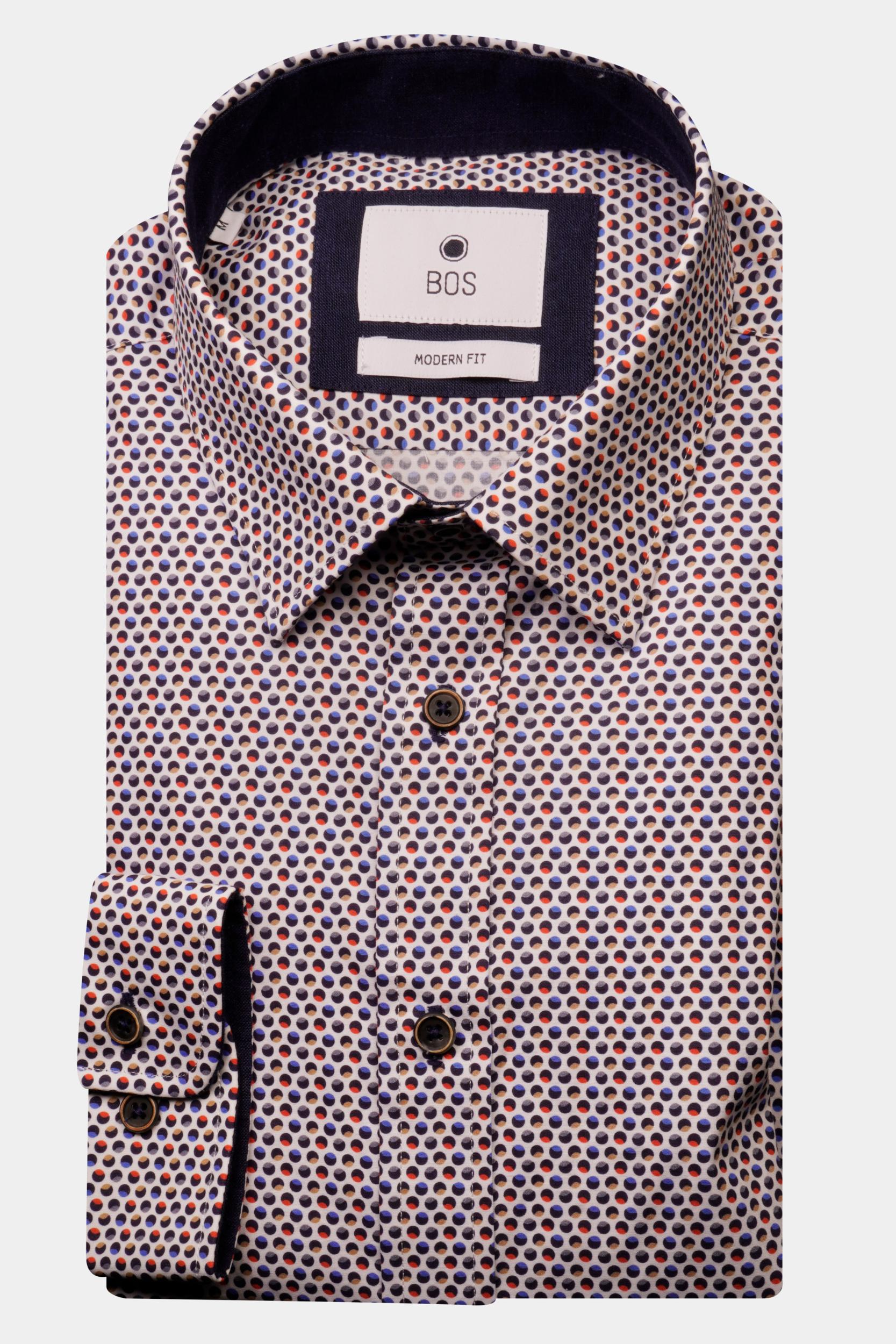 Bos Bright Blue Casual hemd lange mouw Multi Roar Casual Printed Shirt 23113RO20BO/500 multicolor