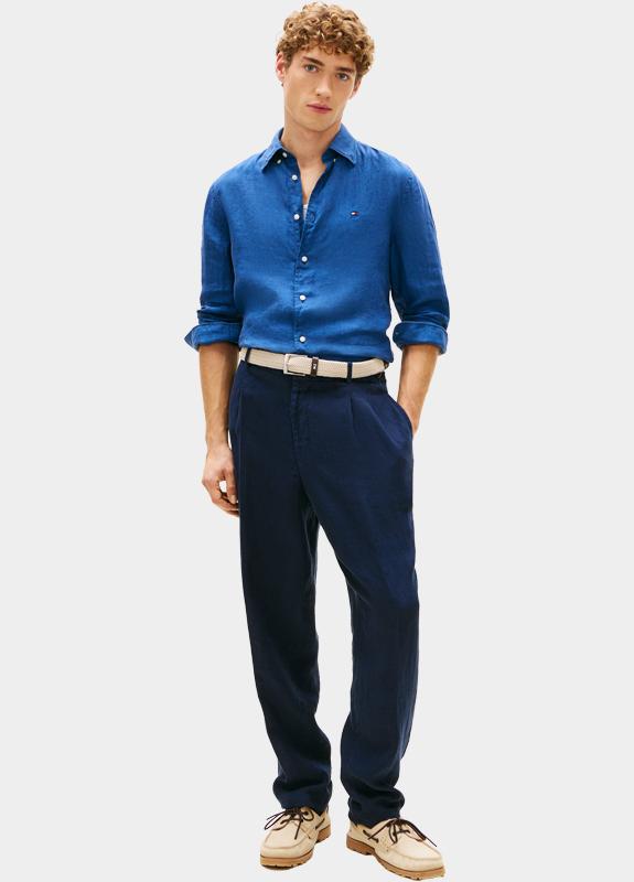 Tommy Hilfiger Casual hemd lange mouw Blauw PIGMENT DYED LI SOLID RF SHIR MW0MW41530/C3I