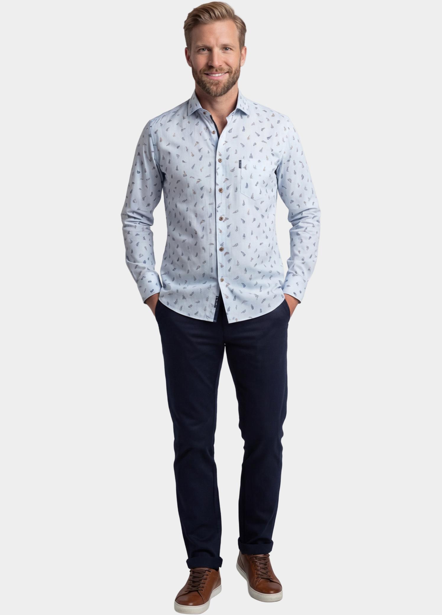 Giordano Overhemd heren Blauw Ascona Long Sleeve Semi Cutaw 617042/62