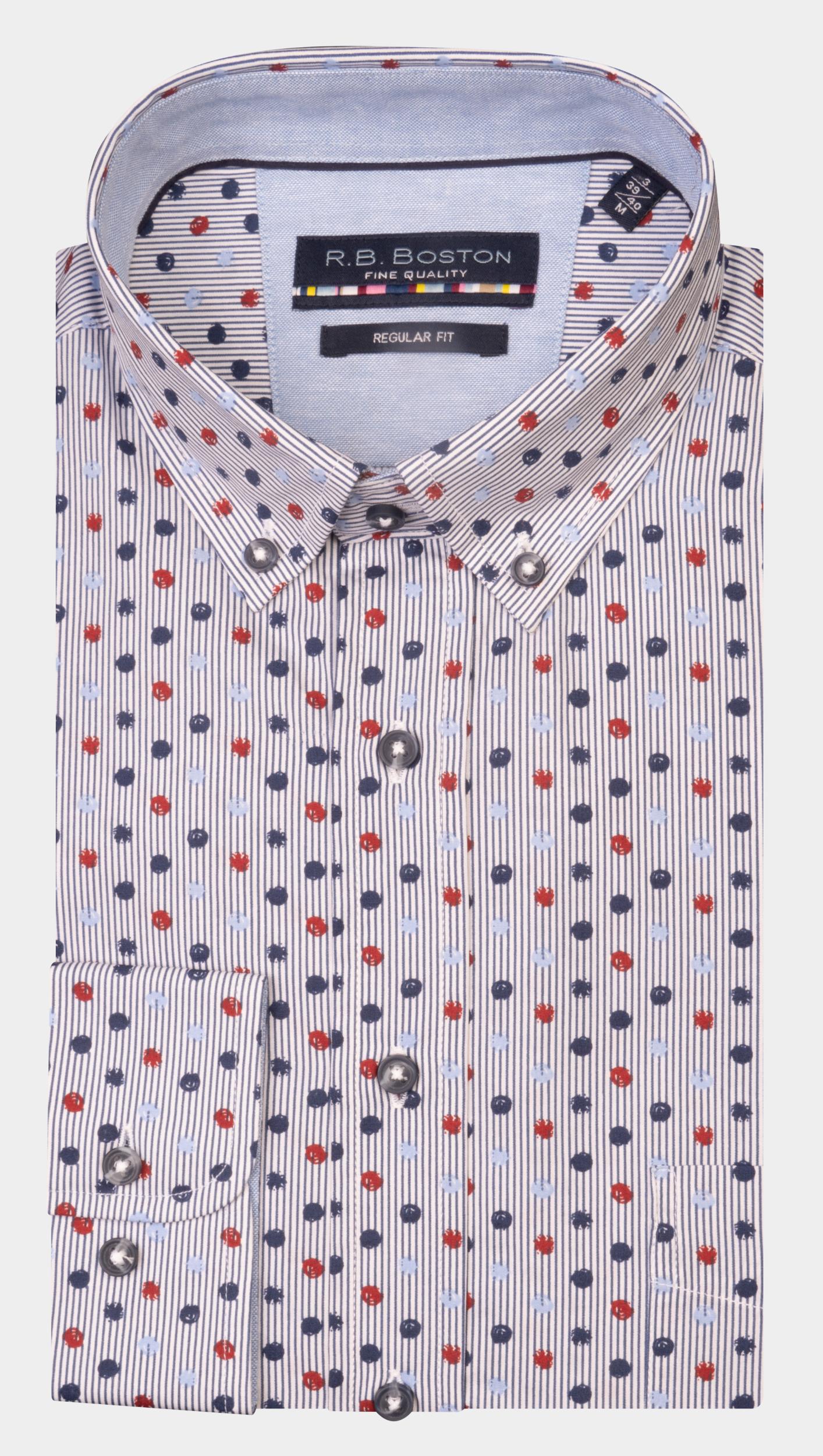 R.B. Boston Casual hemd lange mouw Blauw  327670/326