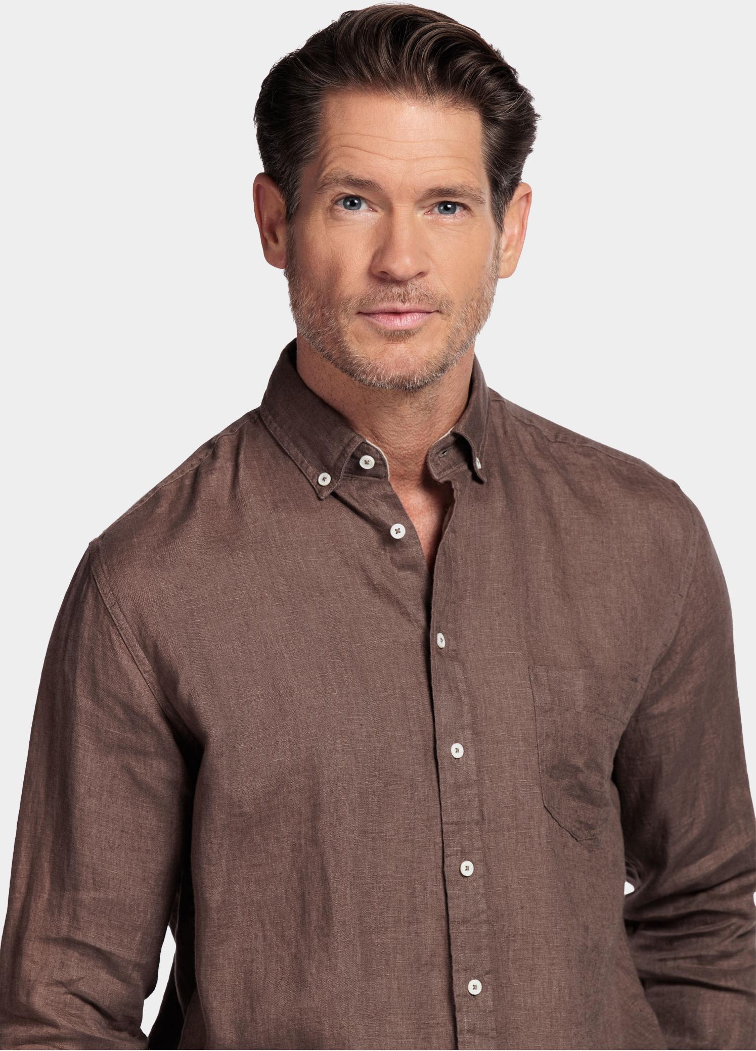 Giordano Overhemd heren Bruin Ivy Long Sleeve Button Down S 617009/80
