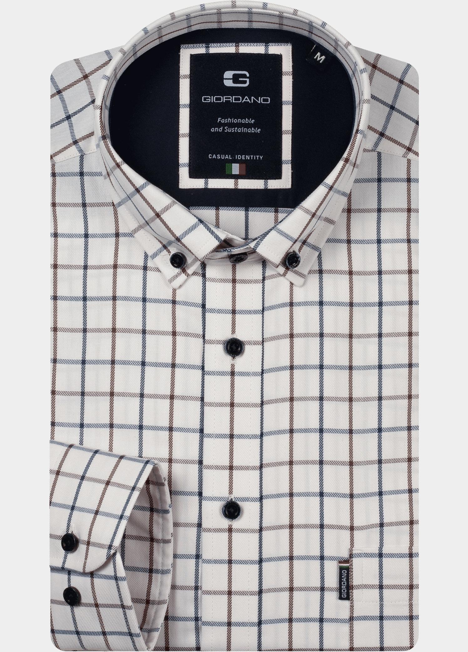 Giordano Overhemd heren Blauw Dino Soft Twill Fine Check 627309/60