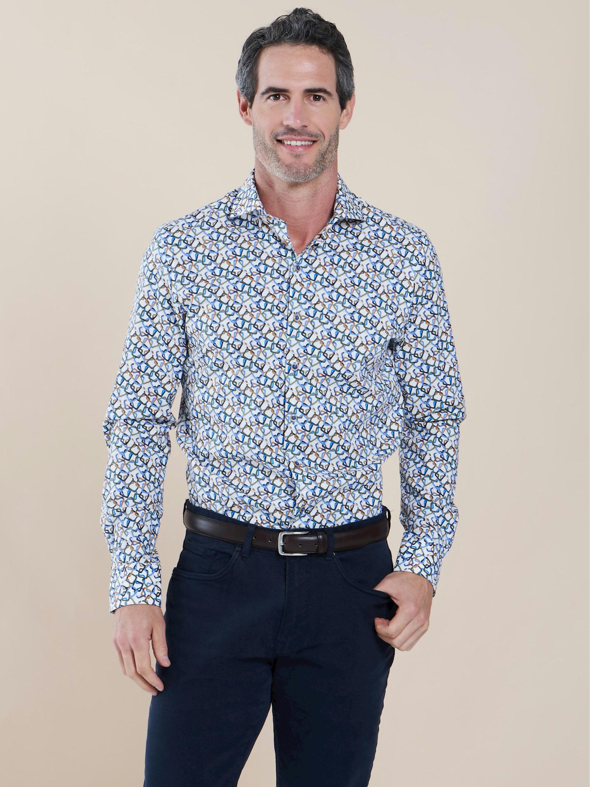 R2 Amsterdam Casual hemd lange mouw Multi  116.WSP.043/073