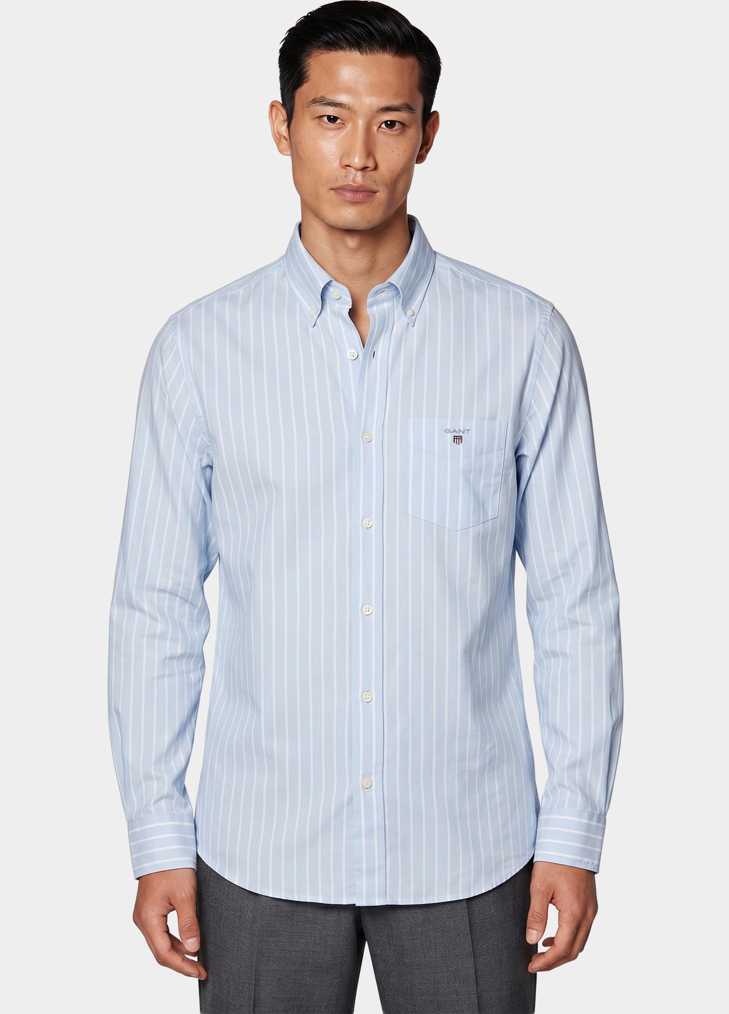 Gant Overhemd heren Blauw Klassiek poplin overhemd met 3262031/455