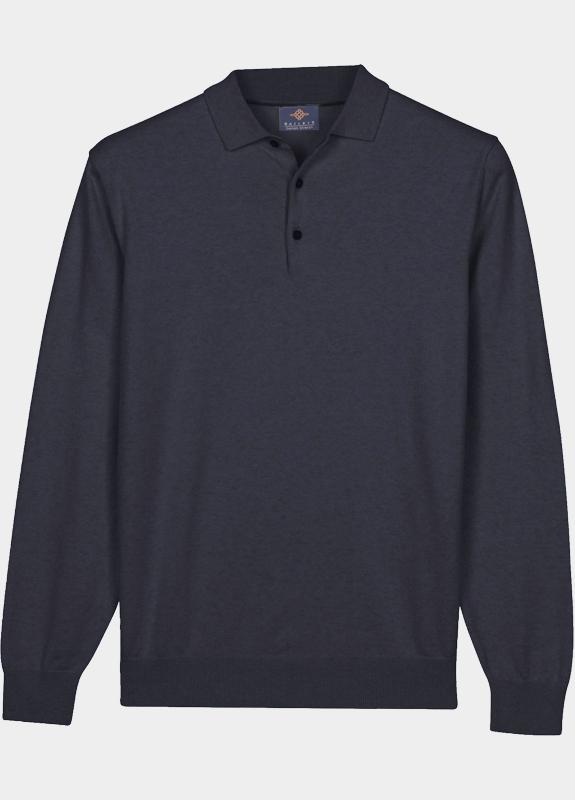 Baileys Polo lange mouwen heren Blauw Polo Pullover LS placket butt 618300/69