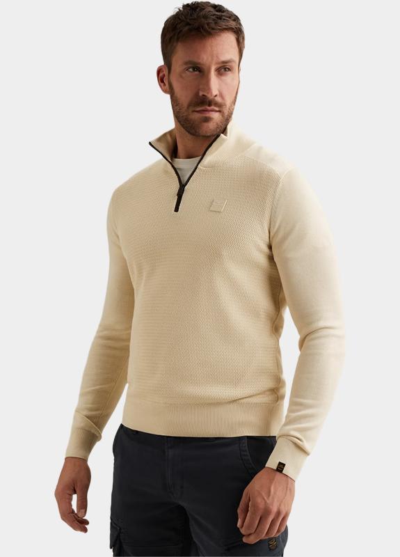 PME Legend Half Zip Beige Half zip collar cotton modal PKW2602328/7013