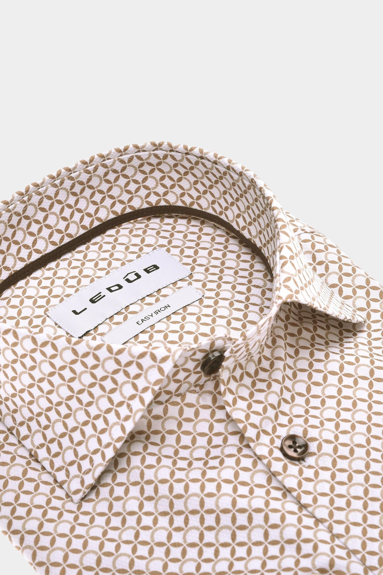 Ledub Business hemd lange mouw Beige MFN5 0143074/640-680-000