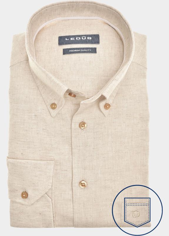 Ledub Business hemd lange mouw Bruin  0701944/620-910-000