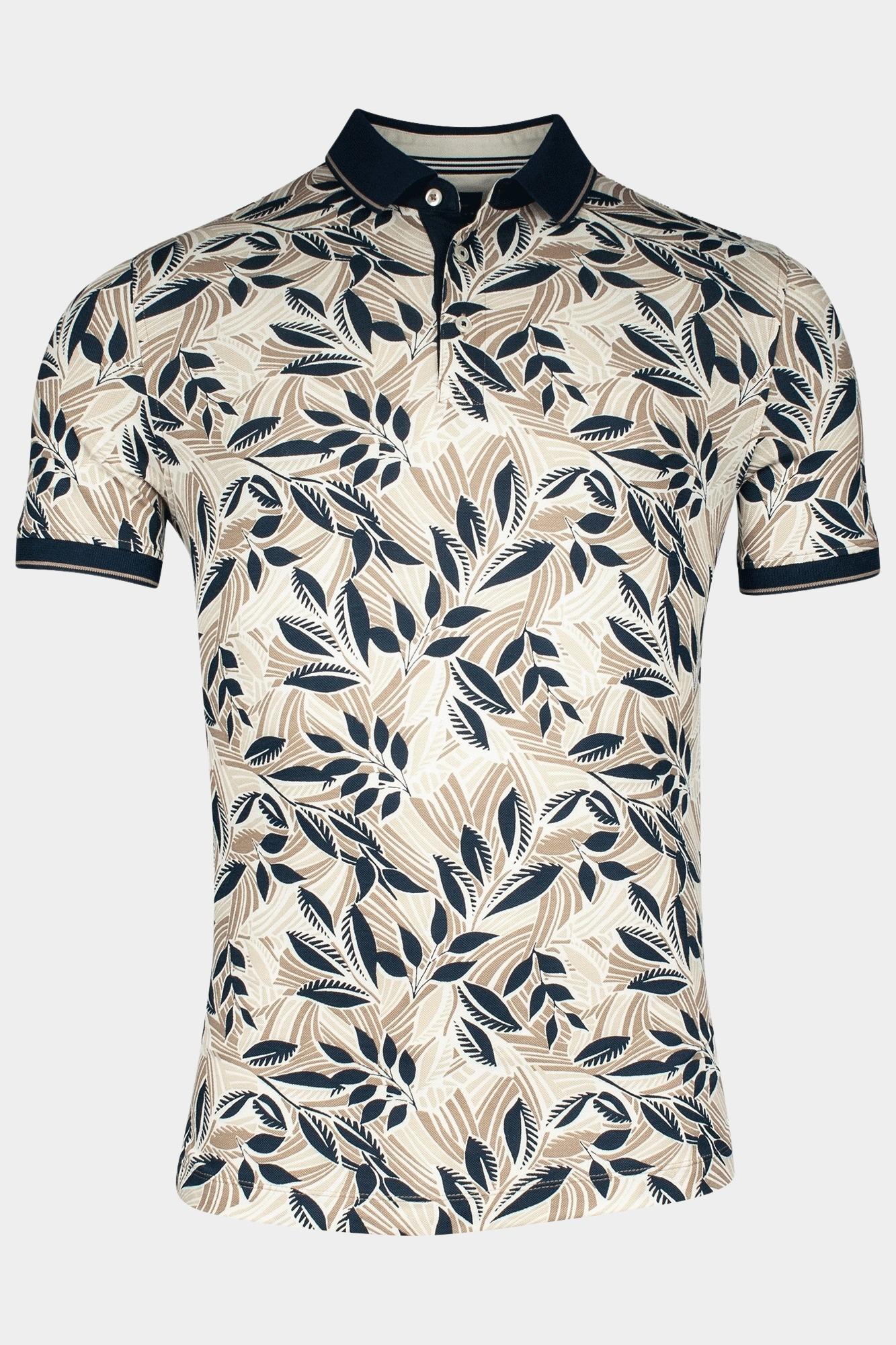 Baileys Polo korte mouw Beige Poloshirt  2-tone all over pr 515247/84
