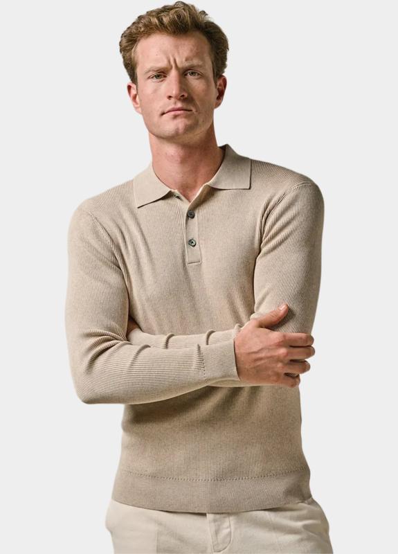 Profuomo Polo lange mouw Beige  PPWJ10003/D