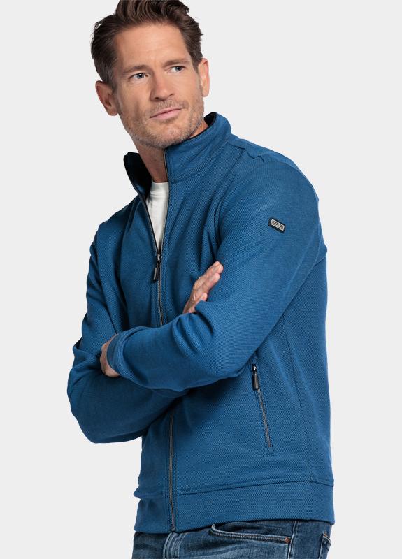 Baileys Vest Blauw Sweat Cardigan Zip  Jacquard 522256/650