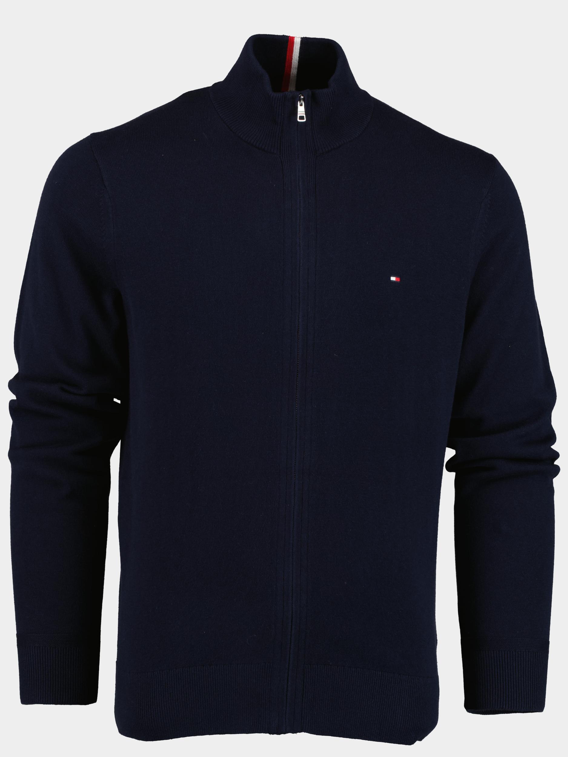Tommy Hilfiger Vest Blauw Pima Org Ctn Cashmere Zip Thru MW0MW28050/DW5