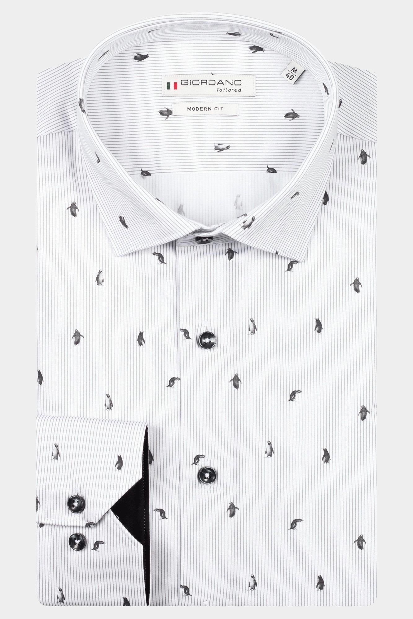 Giordano Casual hemd lange mouw Grijs Maggiore long sleeve semi cut 527825/91