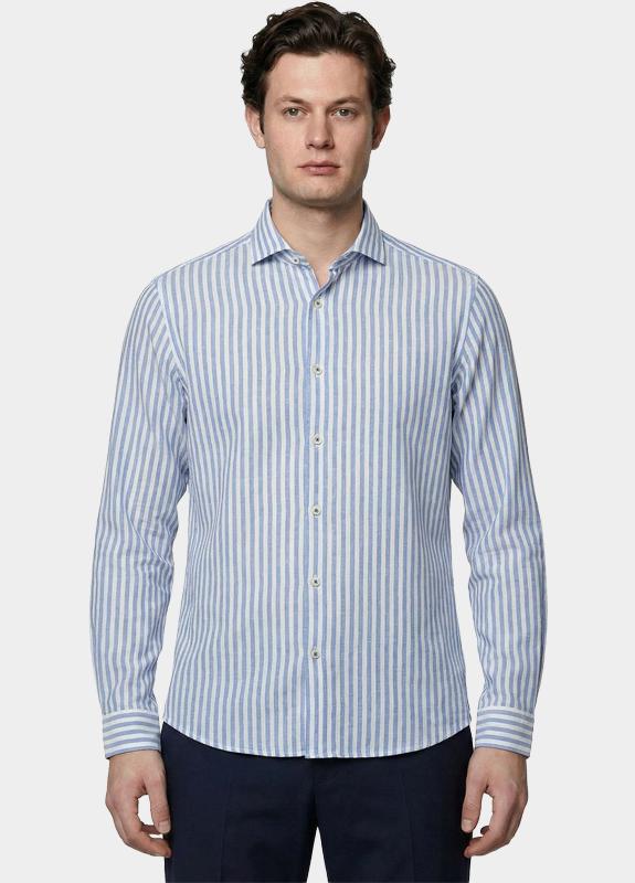 Born With Appetite Overhemd heren Blauw Avenue Li-co Ws Stripe Shirt BWA26107AV02/4005