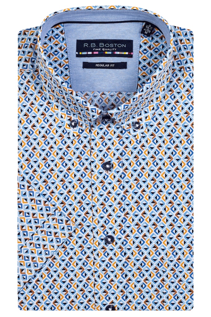 R.B. Boston Casual hemd korte mouw Oranje Korte mouw shirt Regular Fit 316670/231
