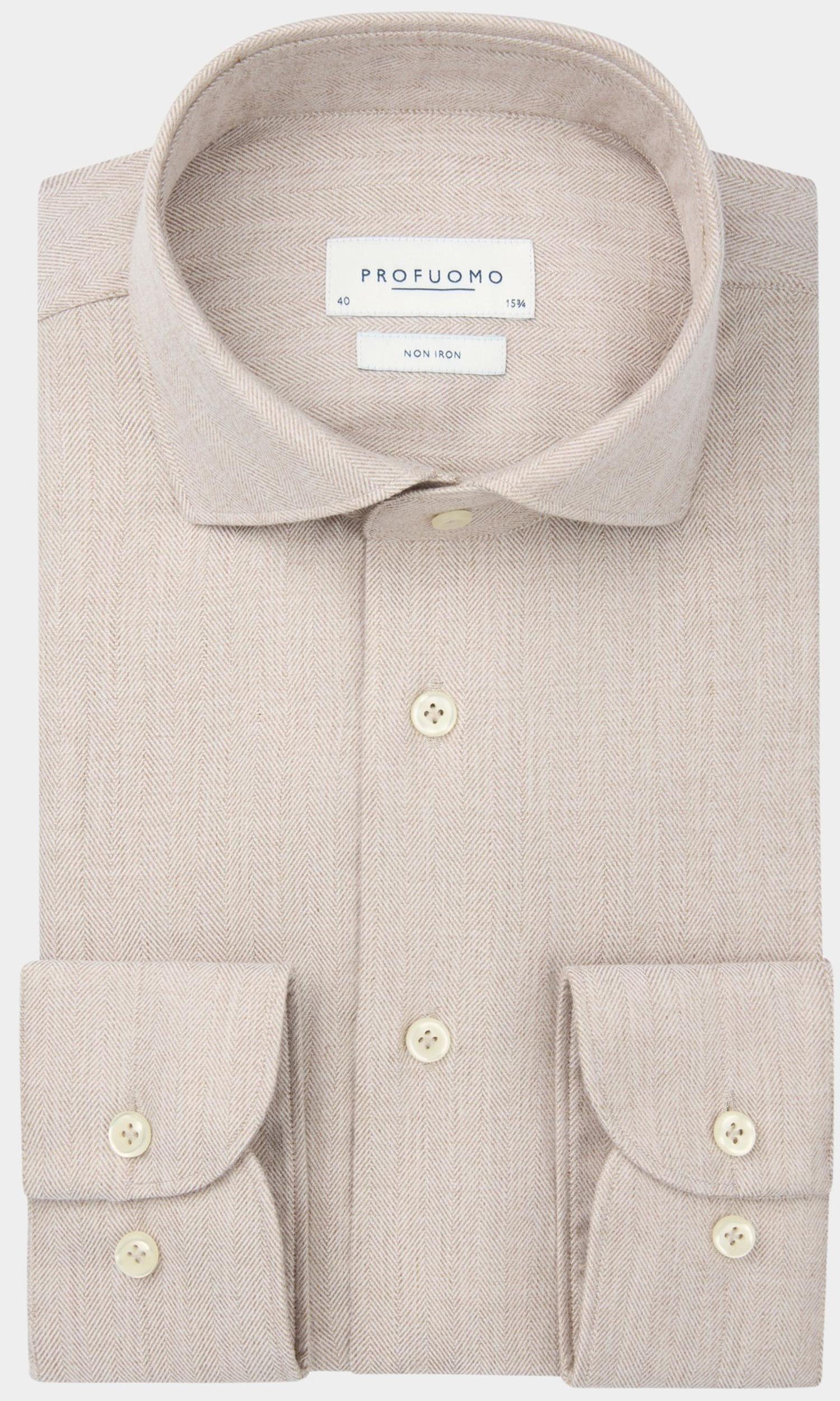 Profuomo Business hemd lange mouw Beige  PPWH30006C/F