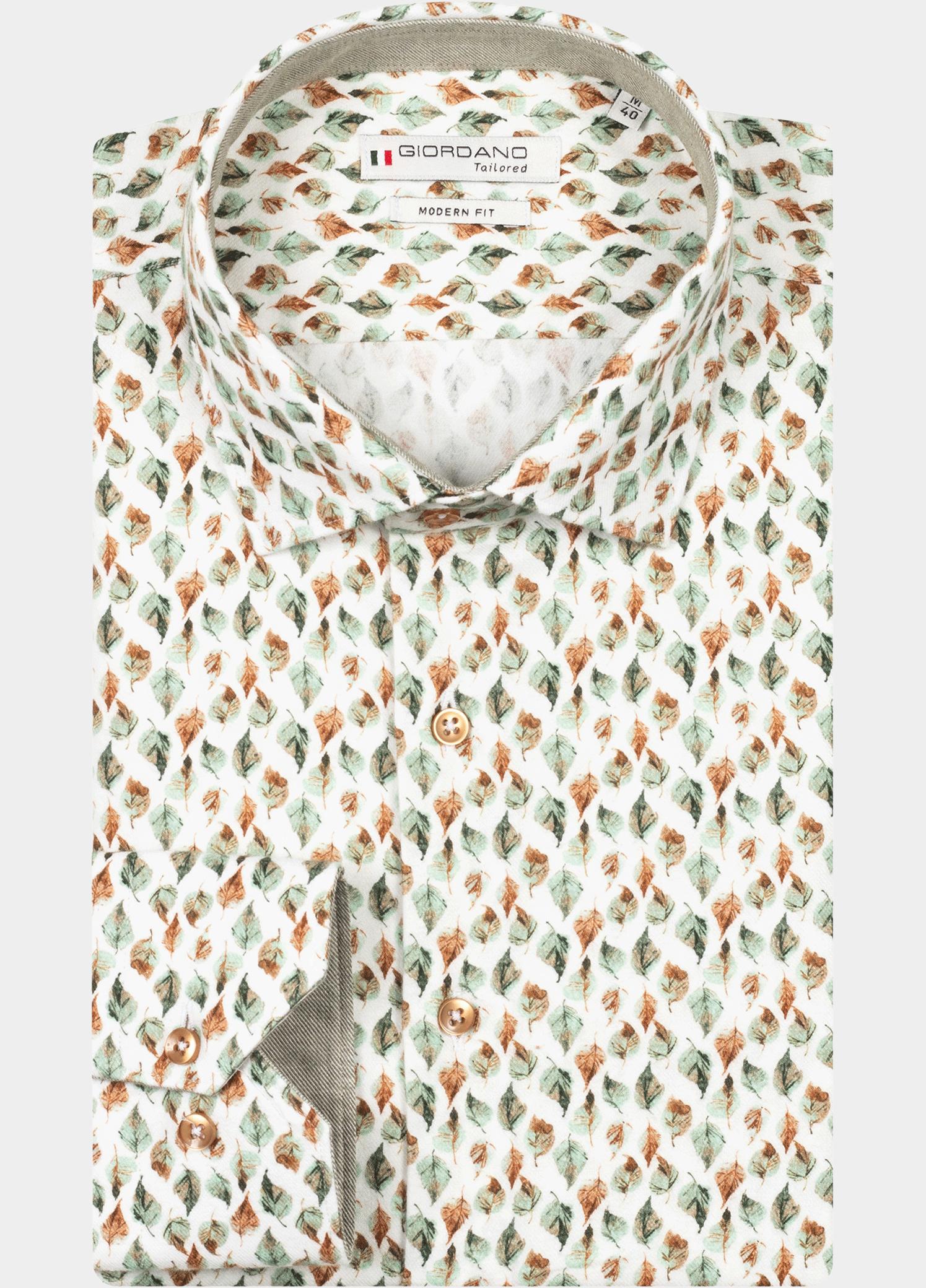 Giordano Overhemd heren Groen Maggiore long sleeve semi cut 527850/70
