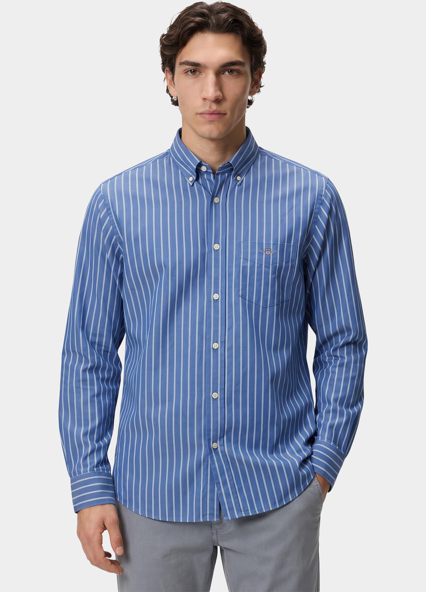Gant Overhemd heren Blauw Klassiek poplin overhemd met 3262031/436