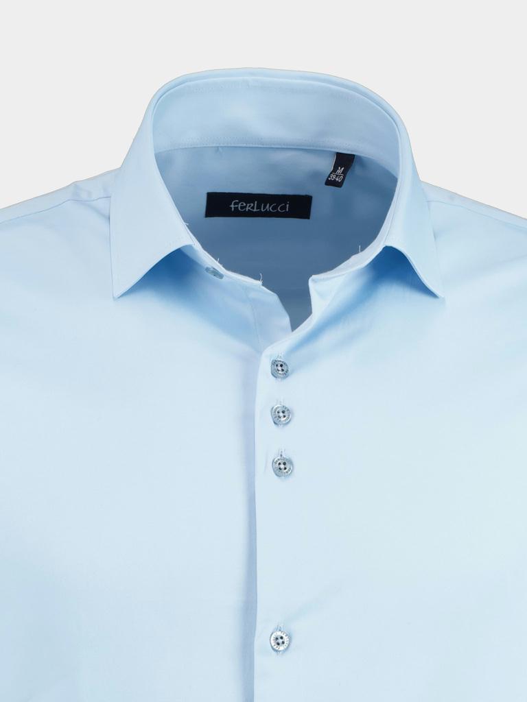 Ferlucci Casual hemd lange mouw Blauw slim fit Napolii/Baby blue