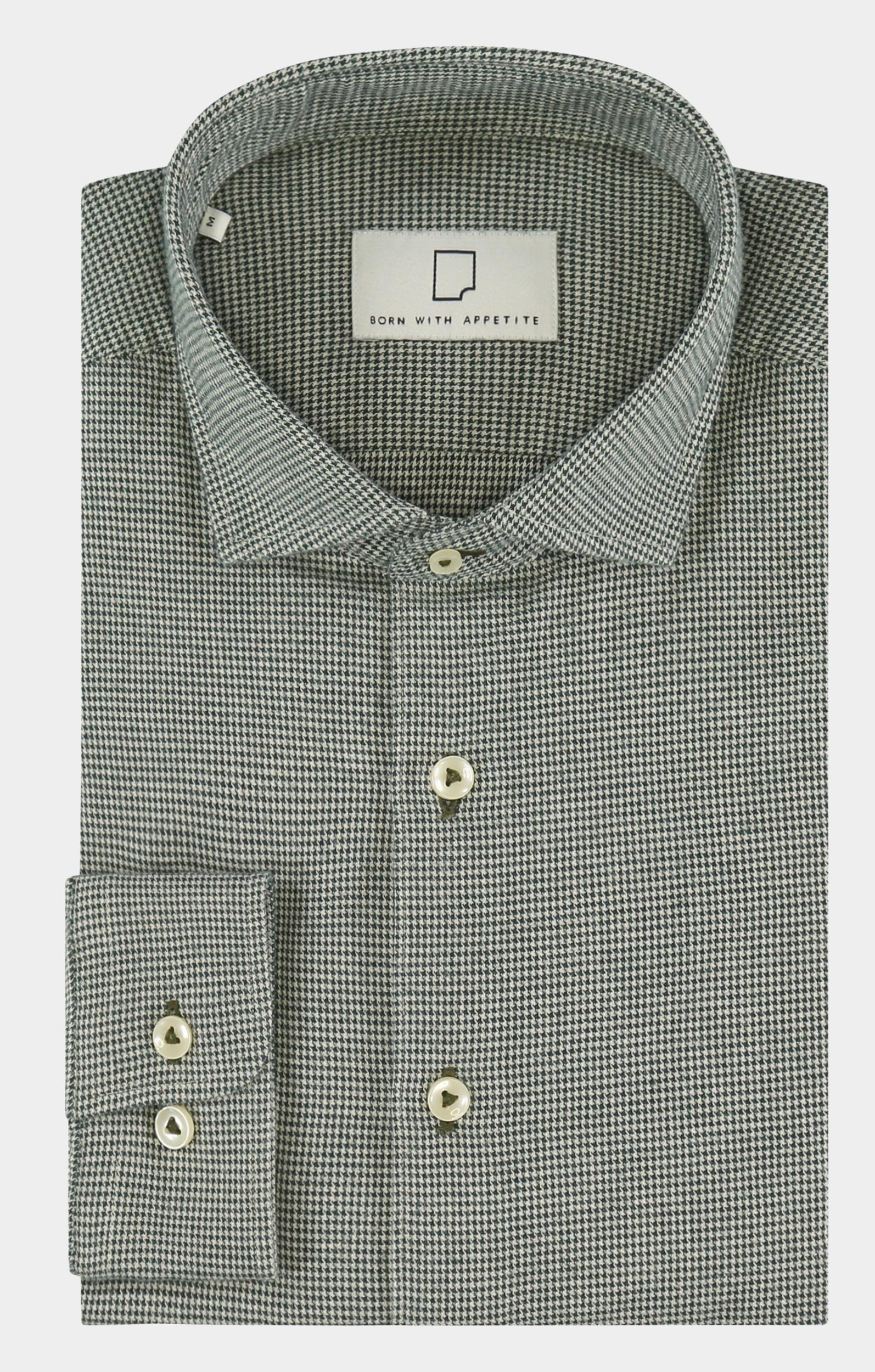 Born With Appetite Casual hemd lange mouw Groen Flake Shirt Flanel Stretch Yd 23307FL32/357 forest