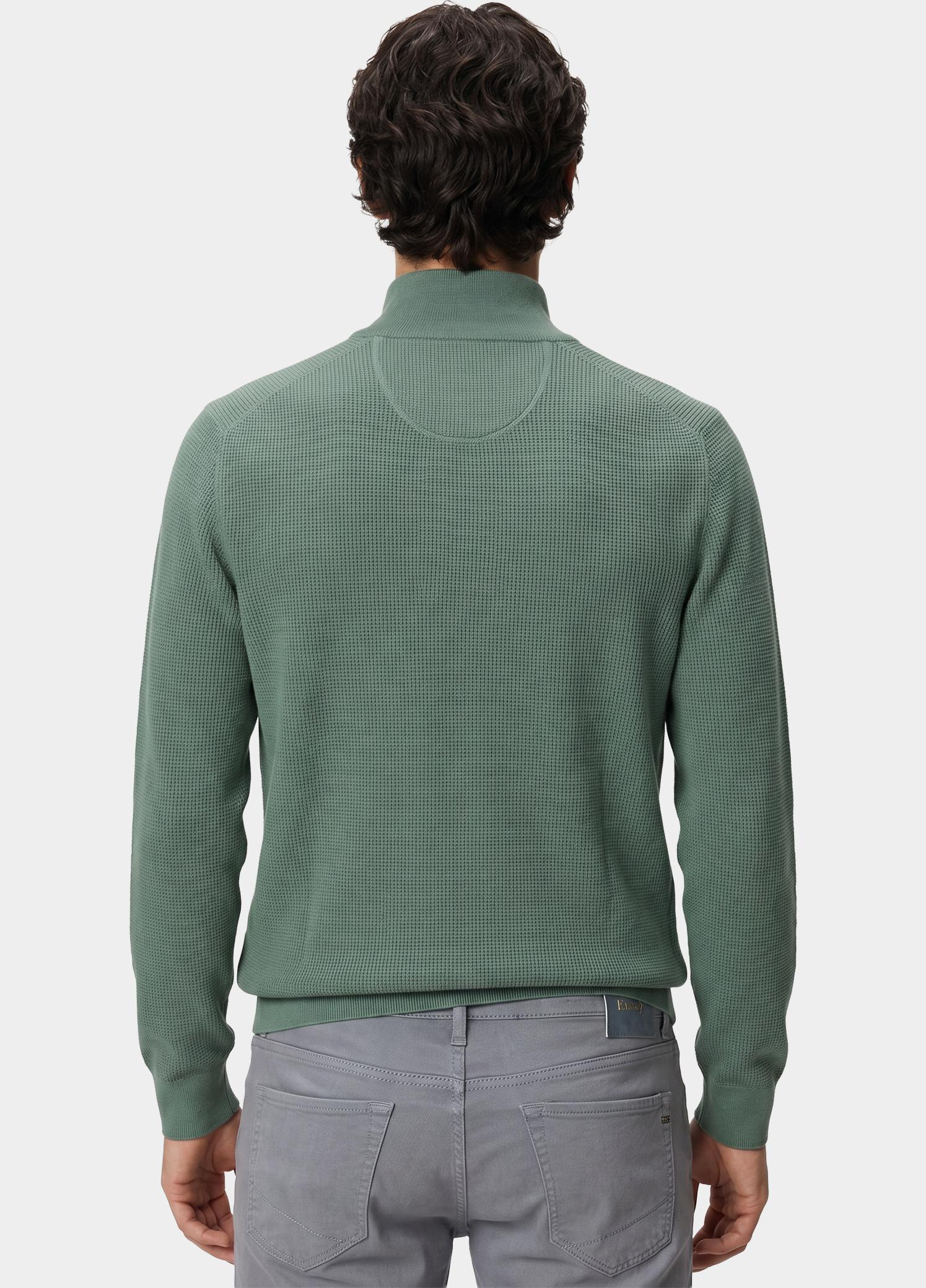 Gant Half Zip Groen Katoenen Textured sweater met 8030292/308
