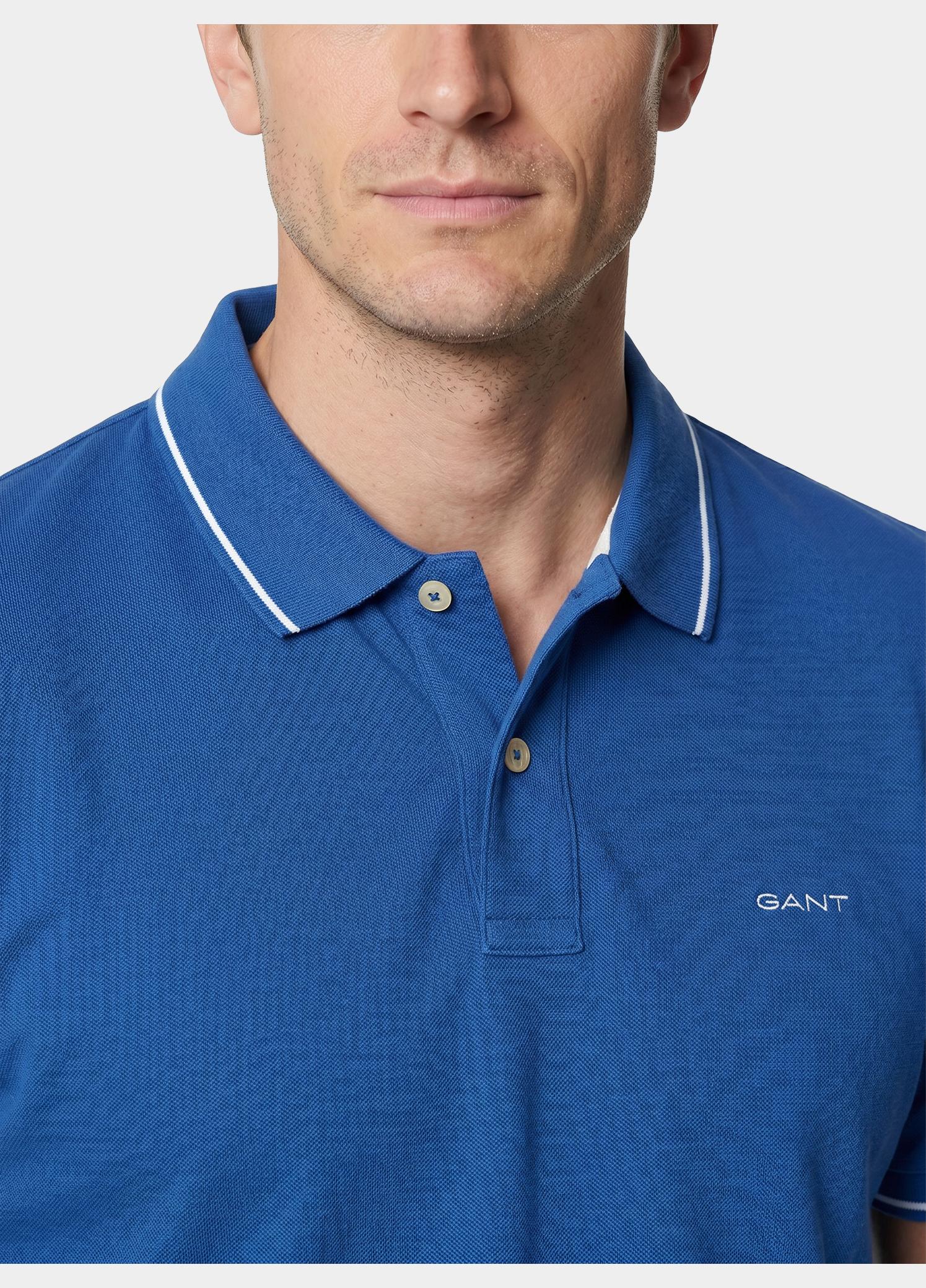 Gant Polo heren Blauw Tipped Piqué Polo Shirt 2062034/407