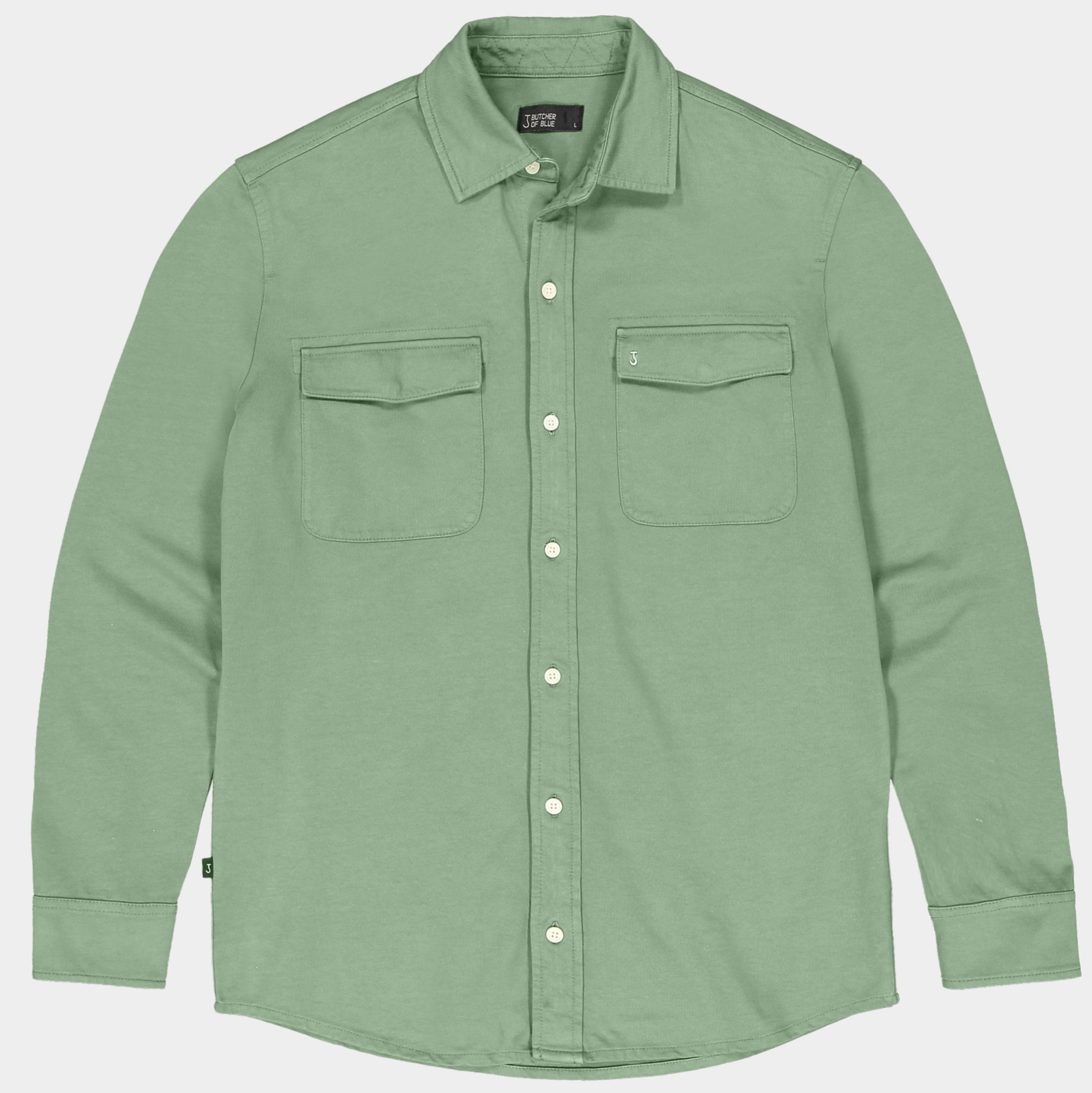 Butcher of Blue Overshirt Groen Finn Pocket Jersey Overshirt M2514021/792