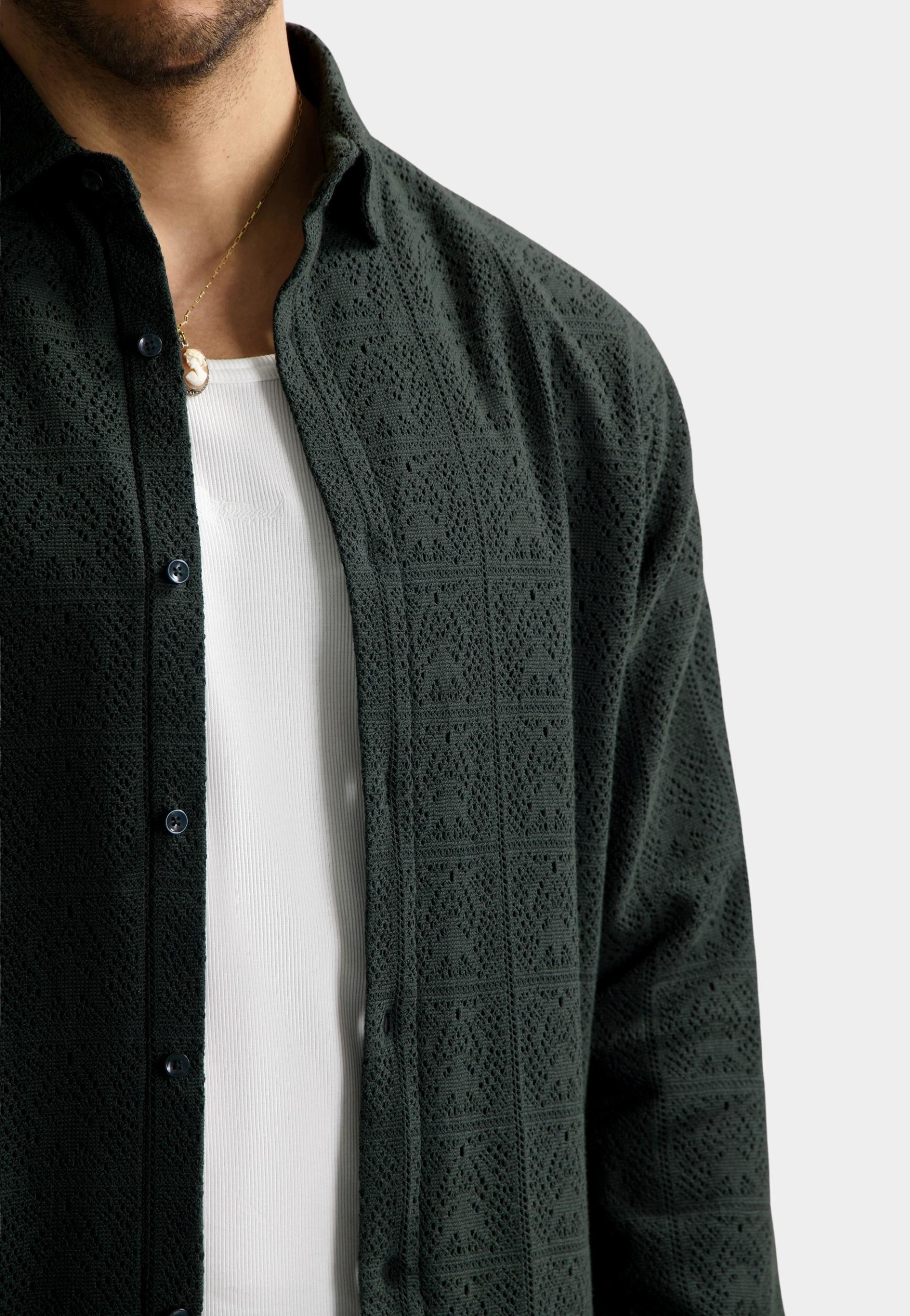 Dstrezzed Casual hemd lange mouw Groen Delan Shirt 303976/562