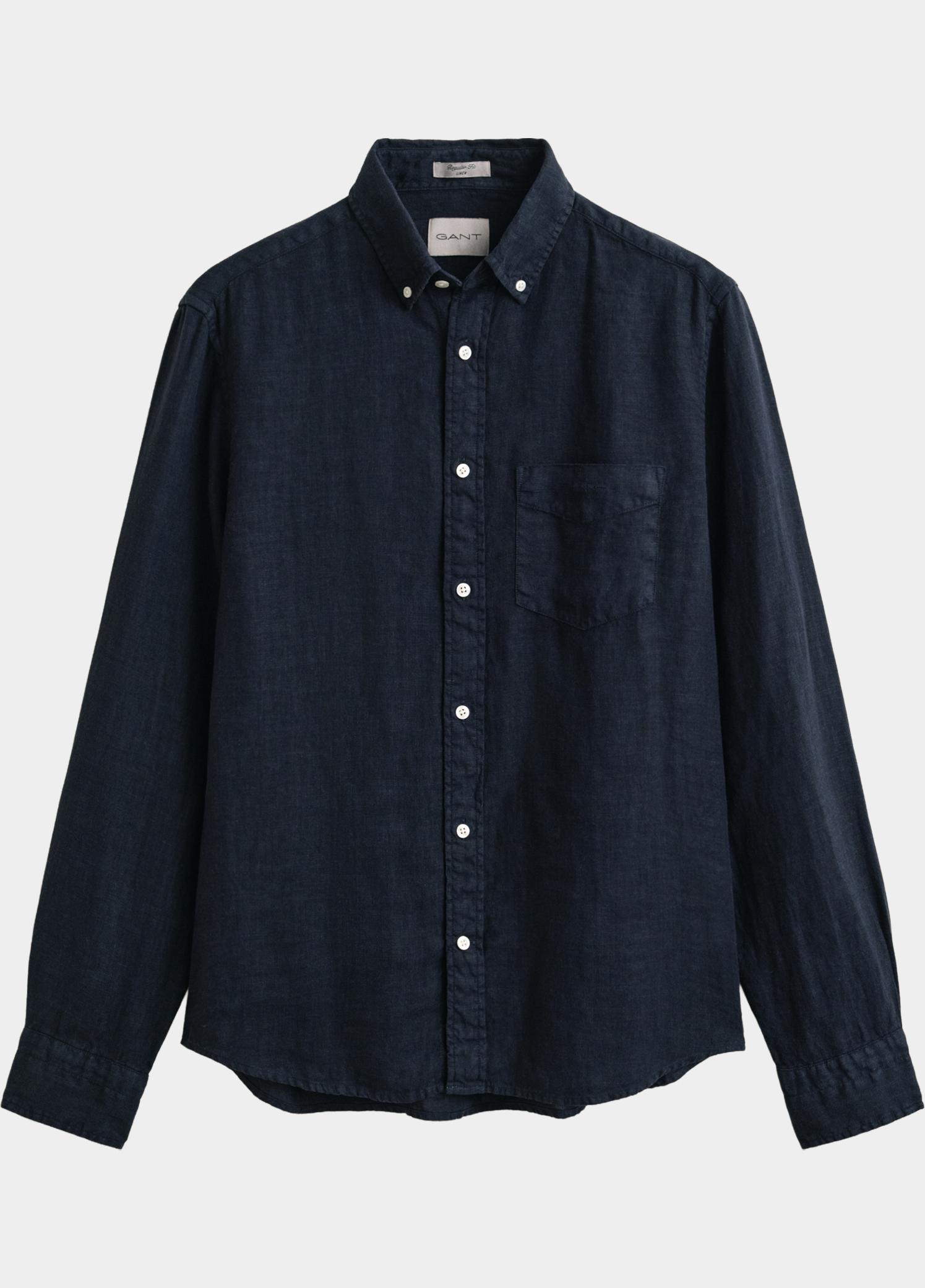 Gant Overhemd heren Blauw Linnen overoverhemd 3240120/433