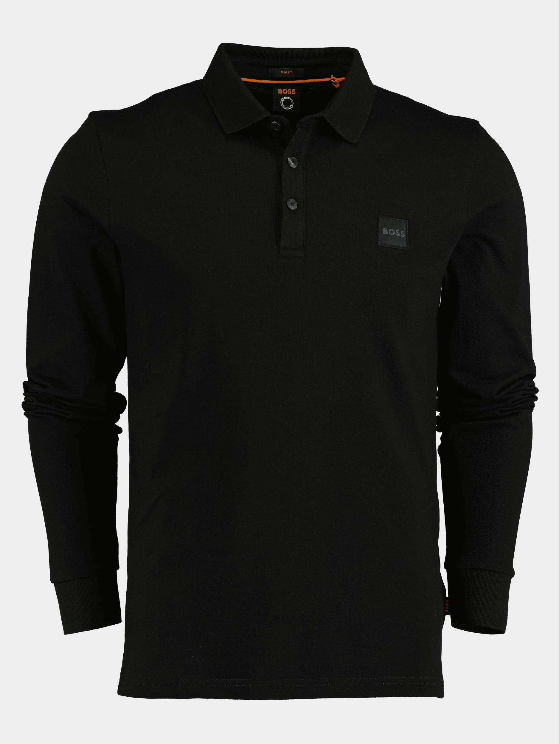 BOSS Orange Polo lange mouw Zwart Passerby 10242645 01 50472681/001