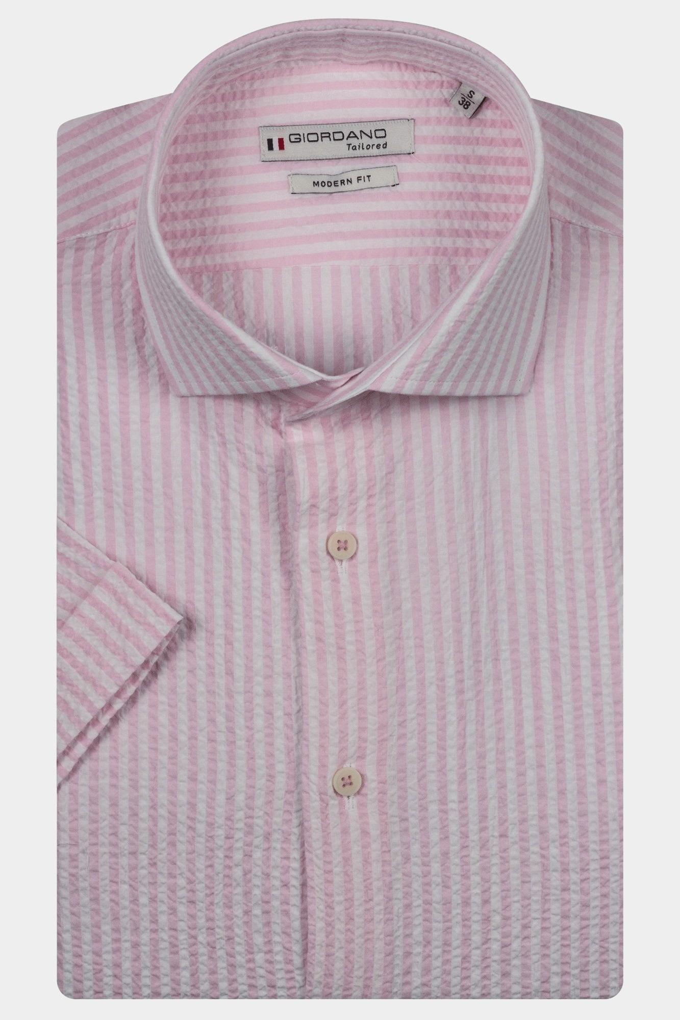 Giordano Casual hemd korte mouw Roze Front short sleeve cutaway Se 516861/50